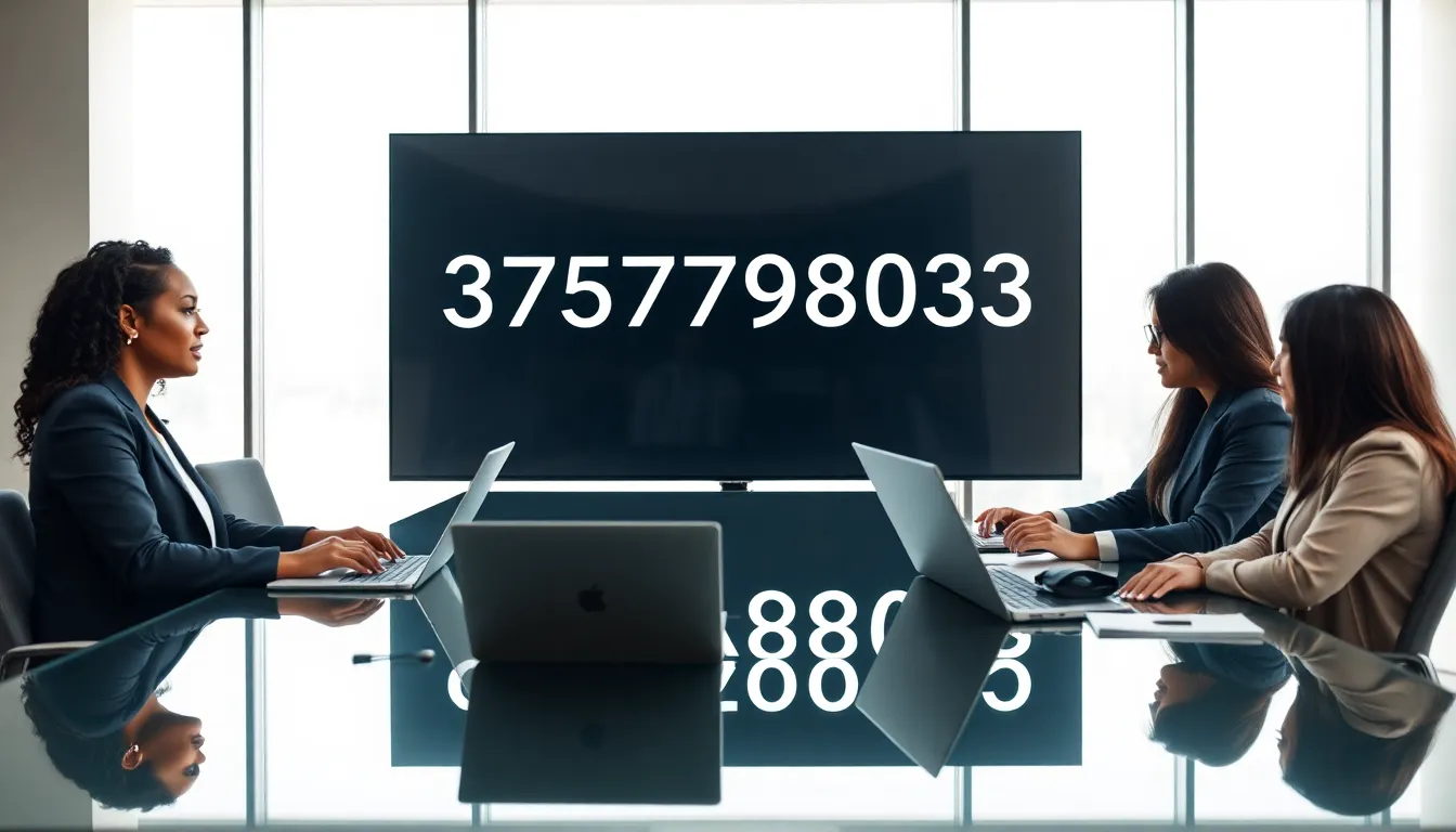 diverse professionals discussing the significance of the number 3757798303.