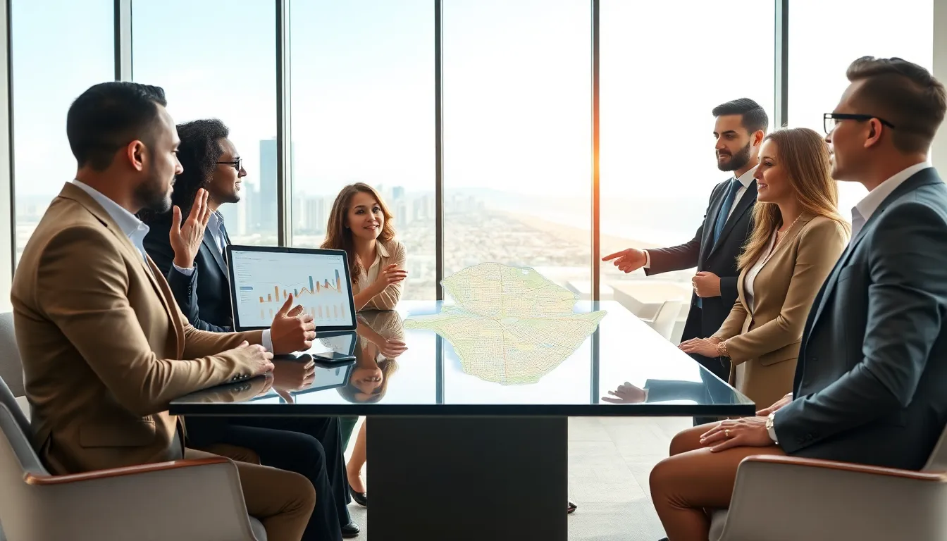 diverse real estate agents collaborating in a modern San Diego office.