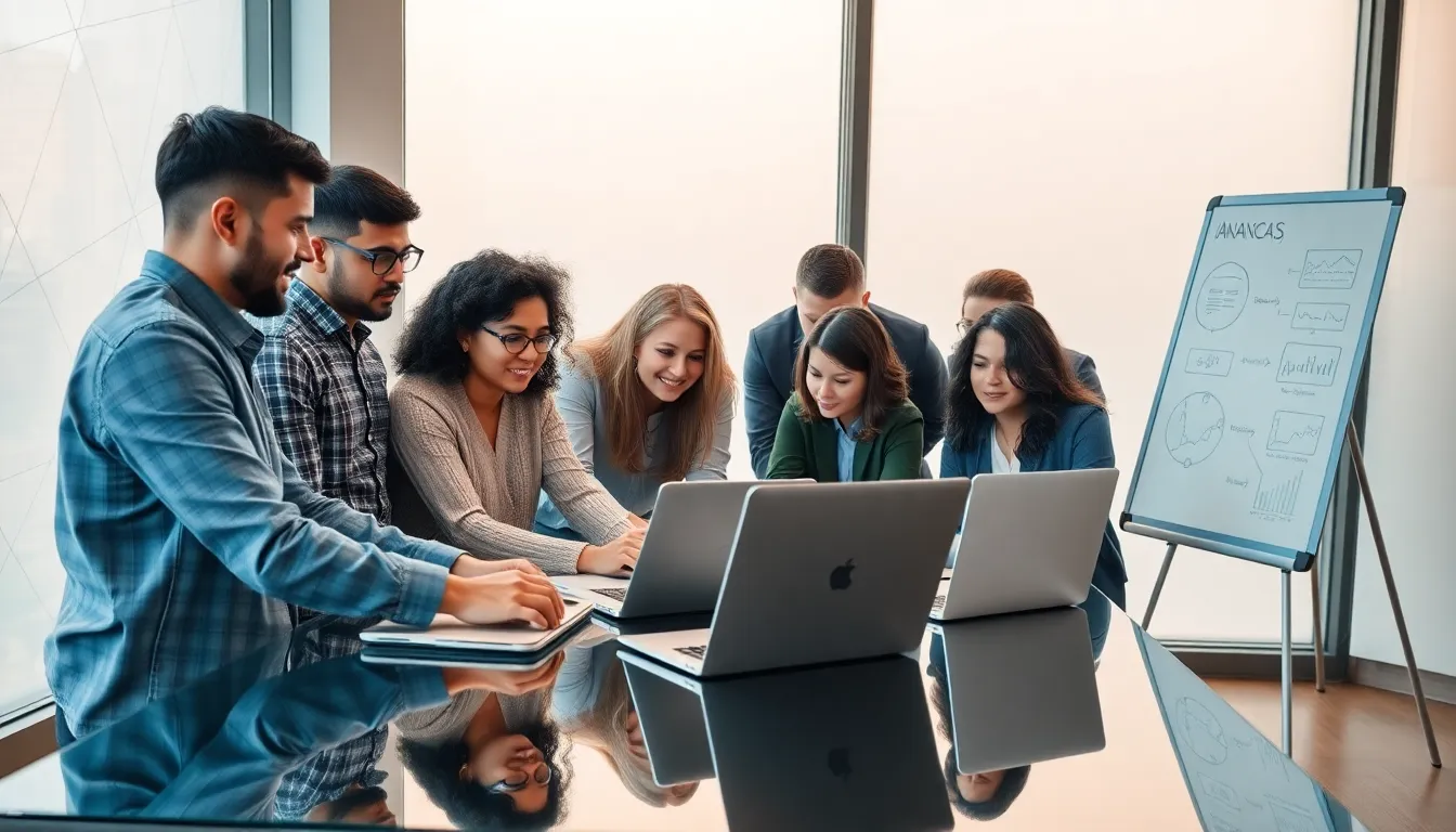 diverse team discussing innovative technologies in a modern office.