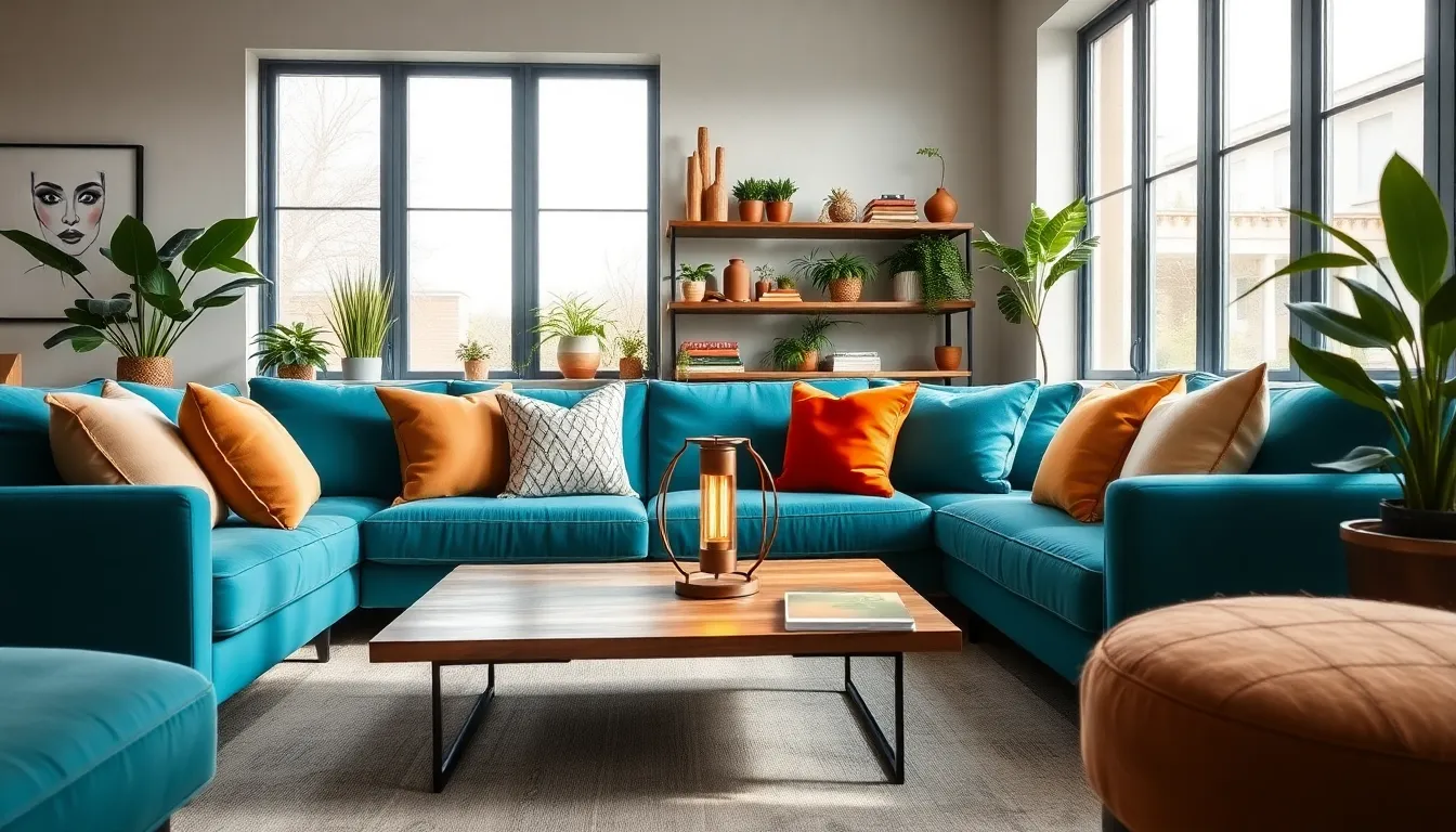a vibrant living room with eco-friendly Homerocketrealty furniture options.