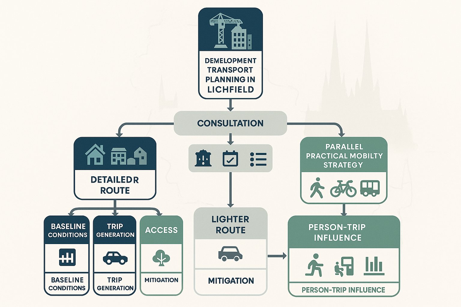 Decision infographic for transport assessment, statement, and travel plan in Lichfield.