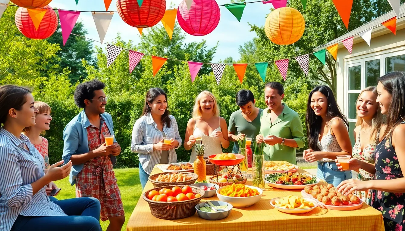 diverse group enjoying a budget-friendly outdoor celebration.