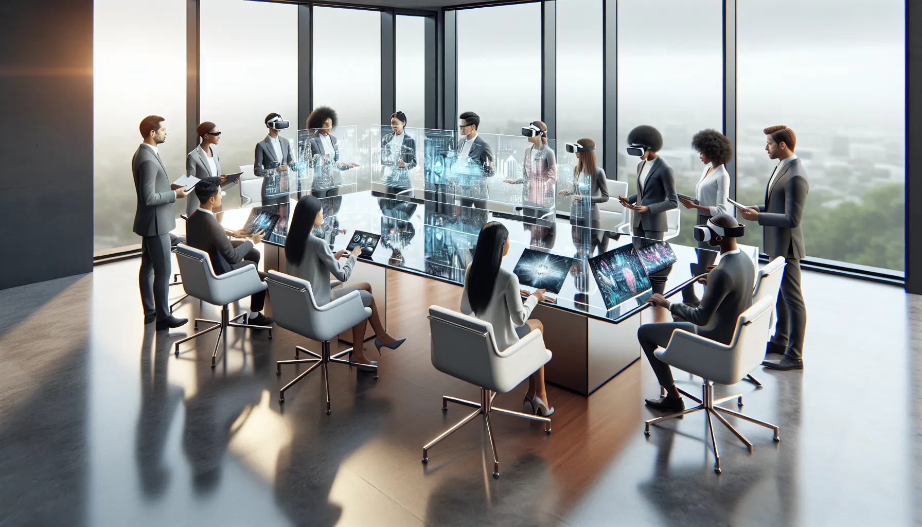 diverse young professionals collaborating in a modern office.