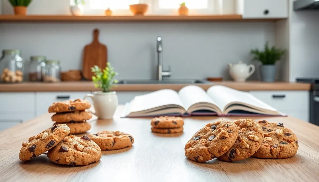 an inviting kitchen displaying a variety of healthy cookies.