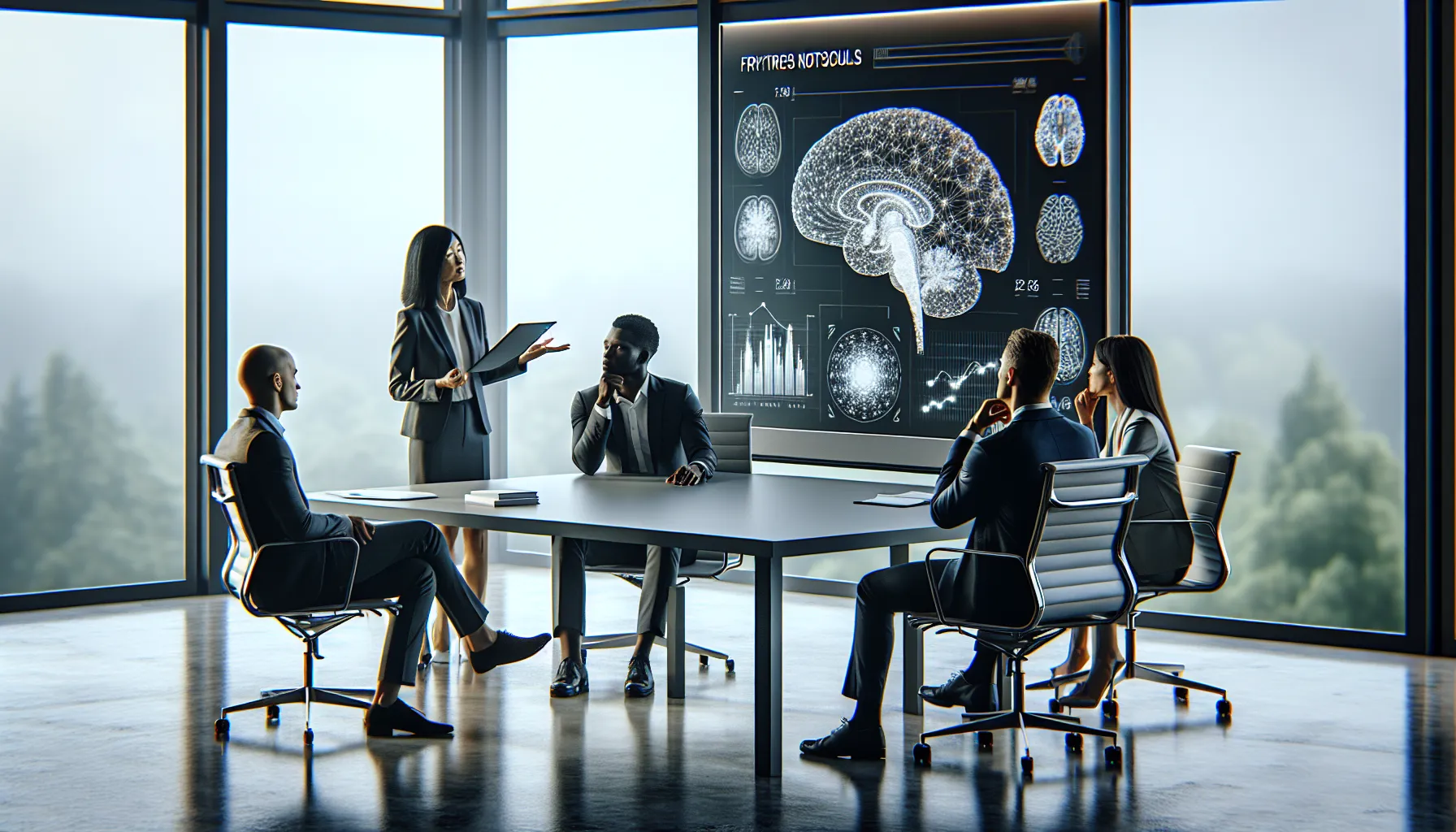 professionals discussing concepts of balance between ambition and mindfulness.