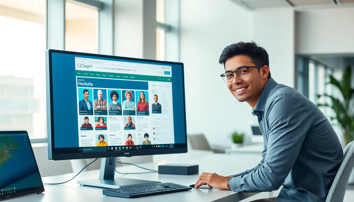 Person creating a character on ck2generator.com in a modern office.
