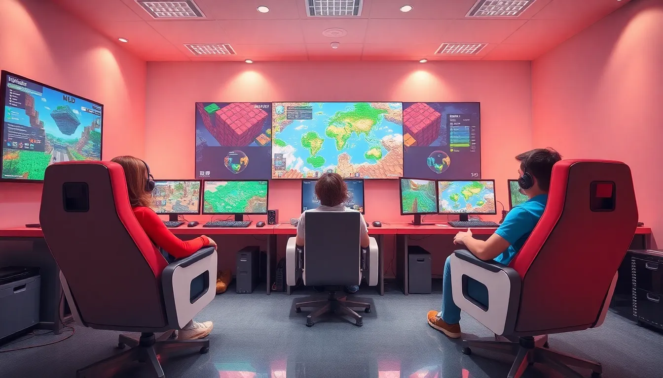 diverse players engaging in Minecraft RedWebzine Java game environment.