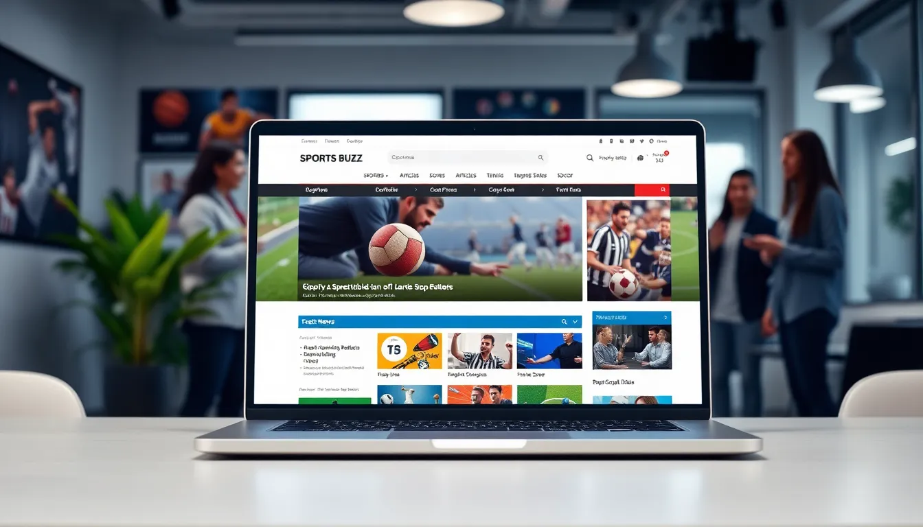 computer screen displaying Latest Sports Buzz sports news website.