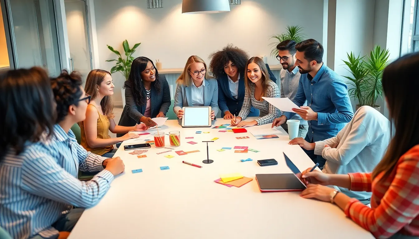 diverse team collaborating on budget-friendly event planning.