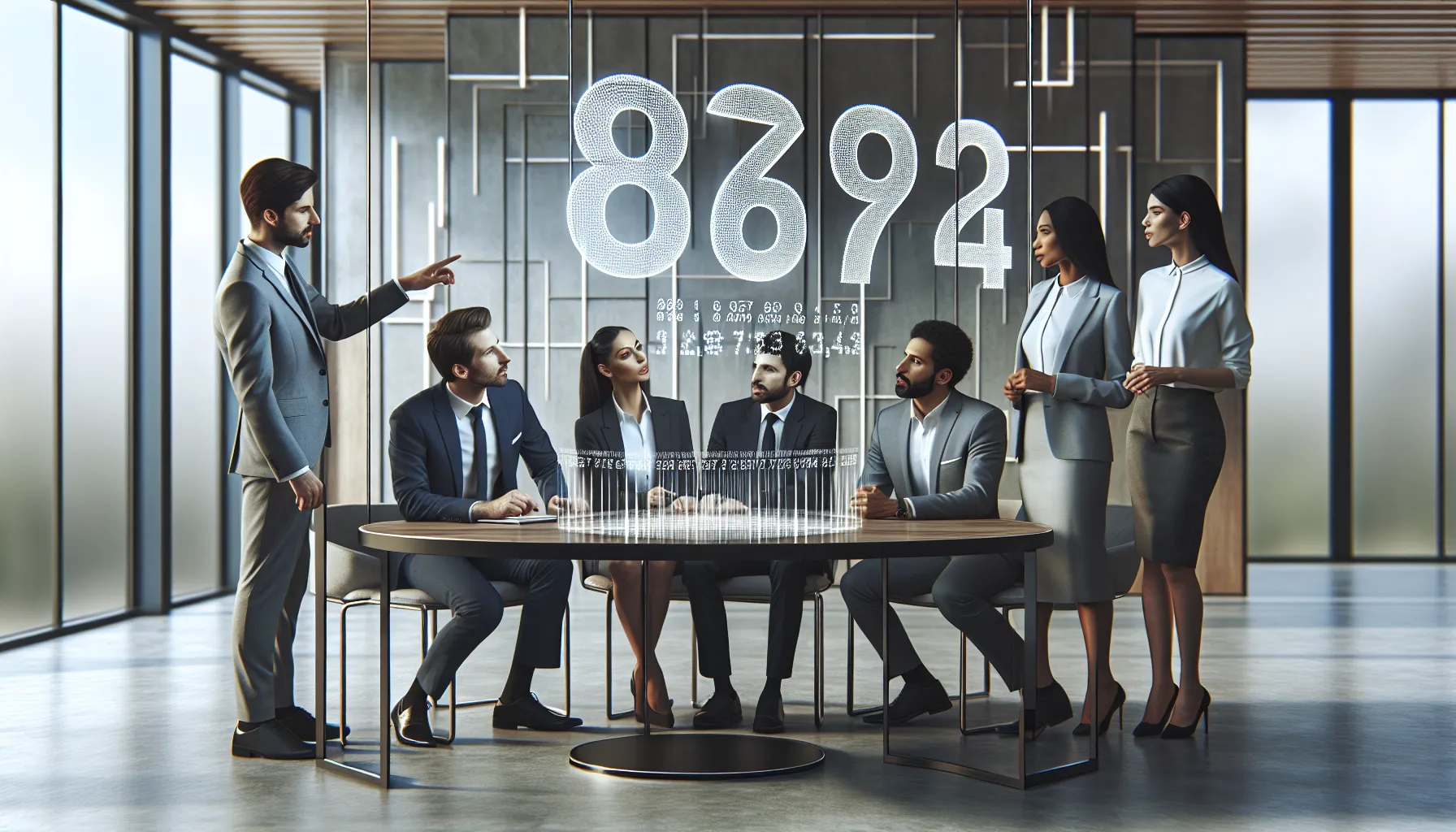 diverse professionals discussing the significance of the number 8167535144.