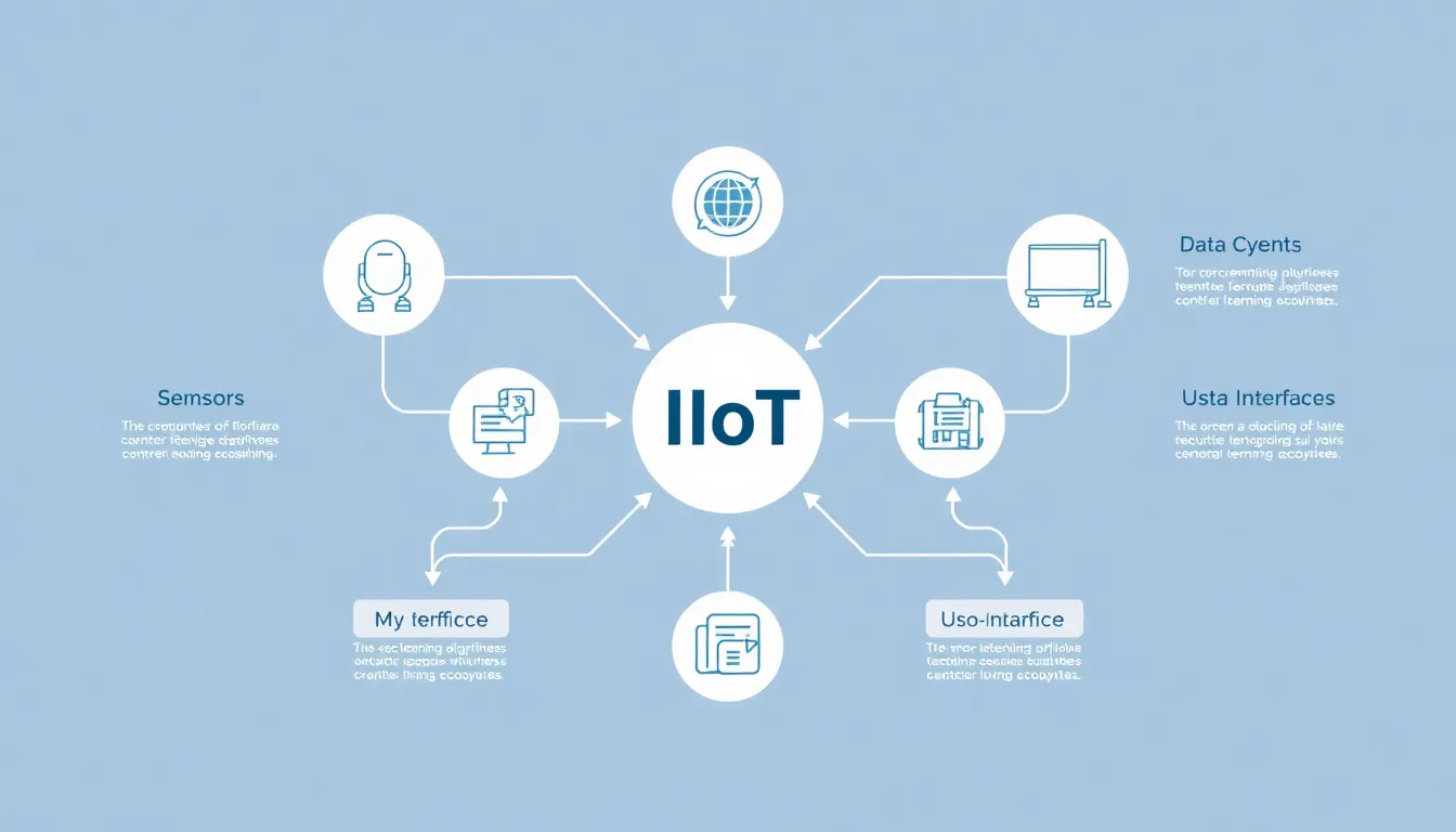 an infographic illustrating key components of the Industrial Internet of Things.