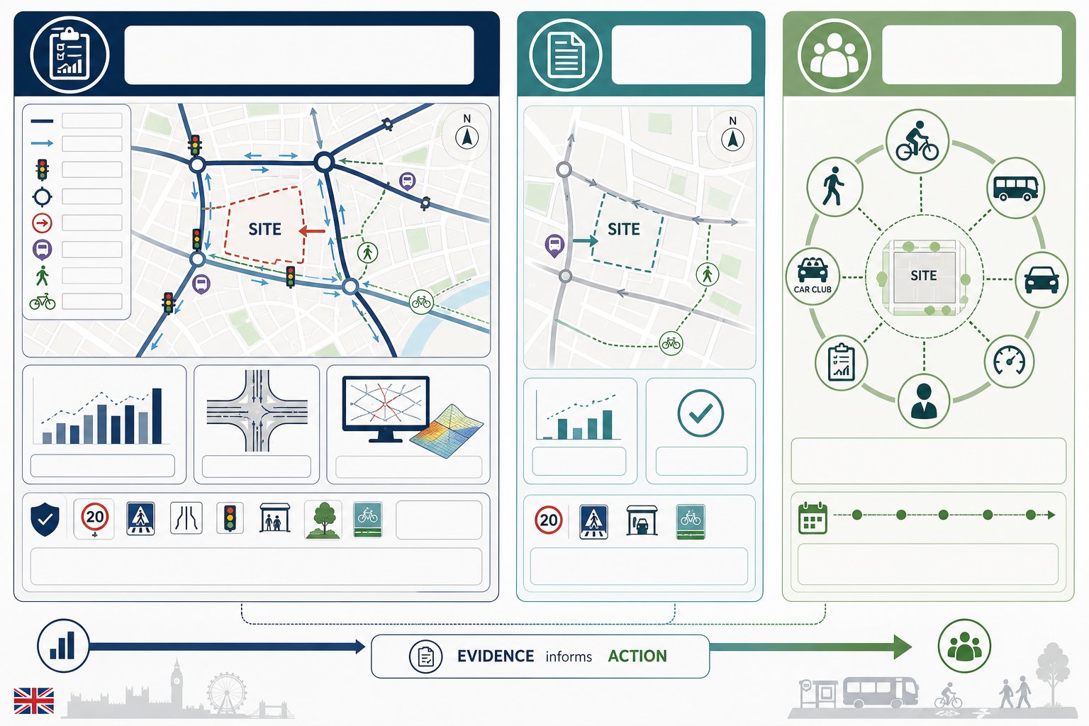 Comparison of Transport Assessment, Transport Statement, and Travel Plan in the UK.
