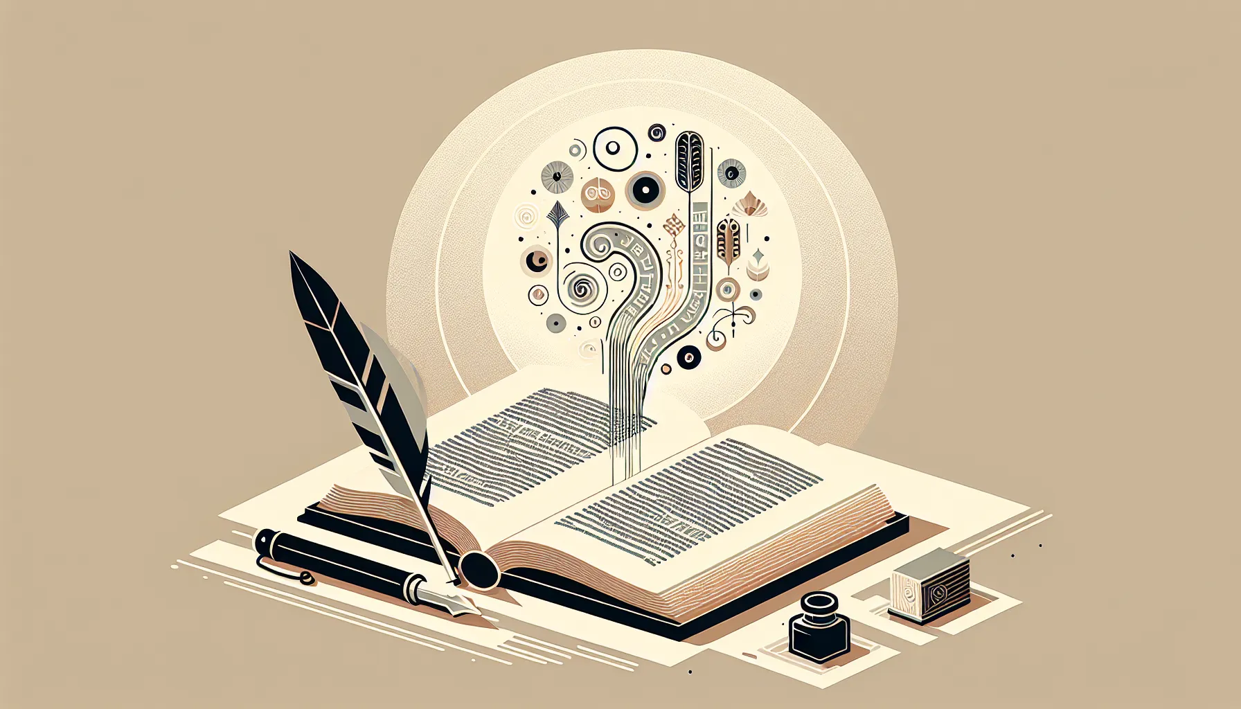 Open book with quill pen representing Croatian epic poetry literature