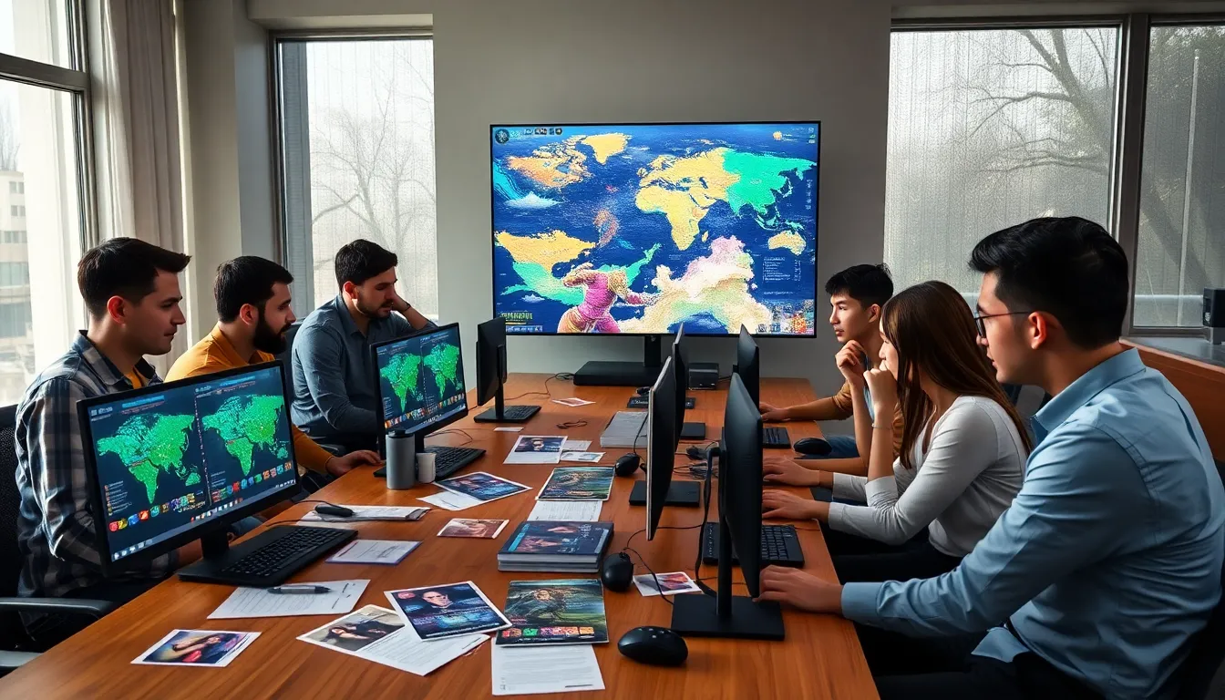 diverse group of players engaged in strategy gaming.