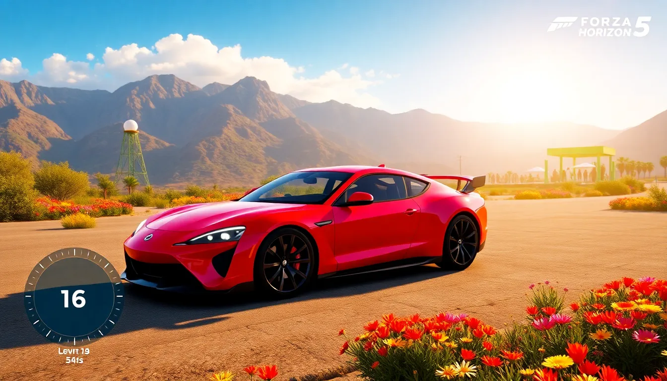 rare car showcased in a vibrant digital landscape inspired by Mexico.