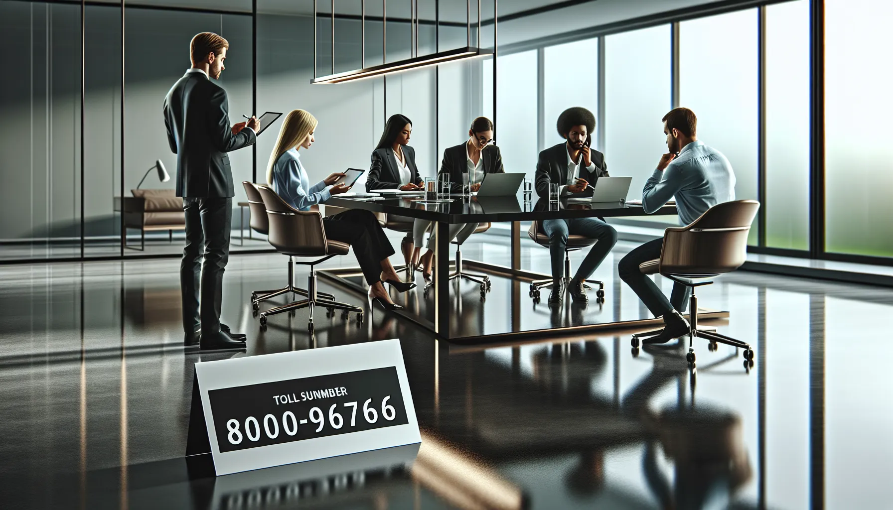 diverse team discussing customer support in a modern office.