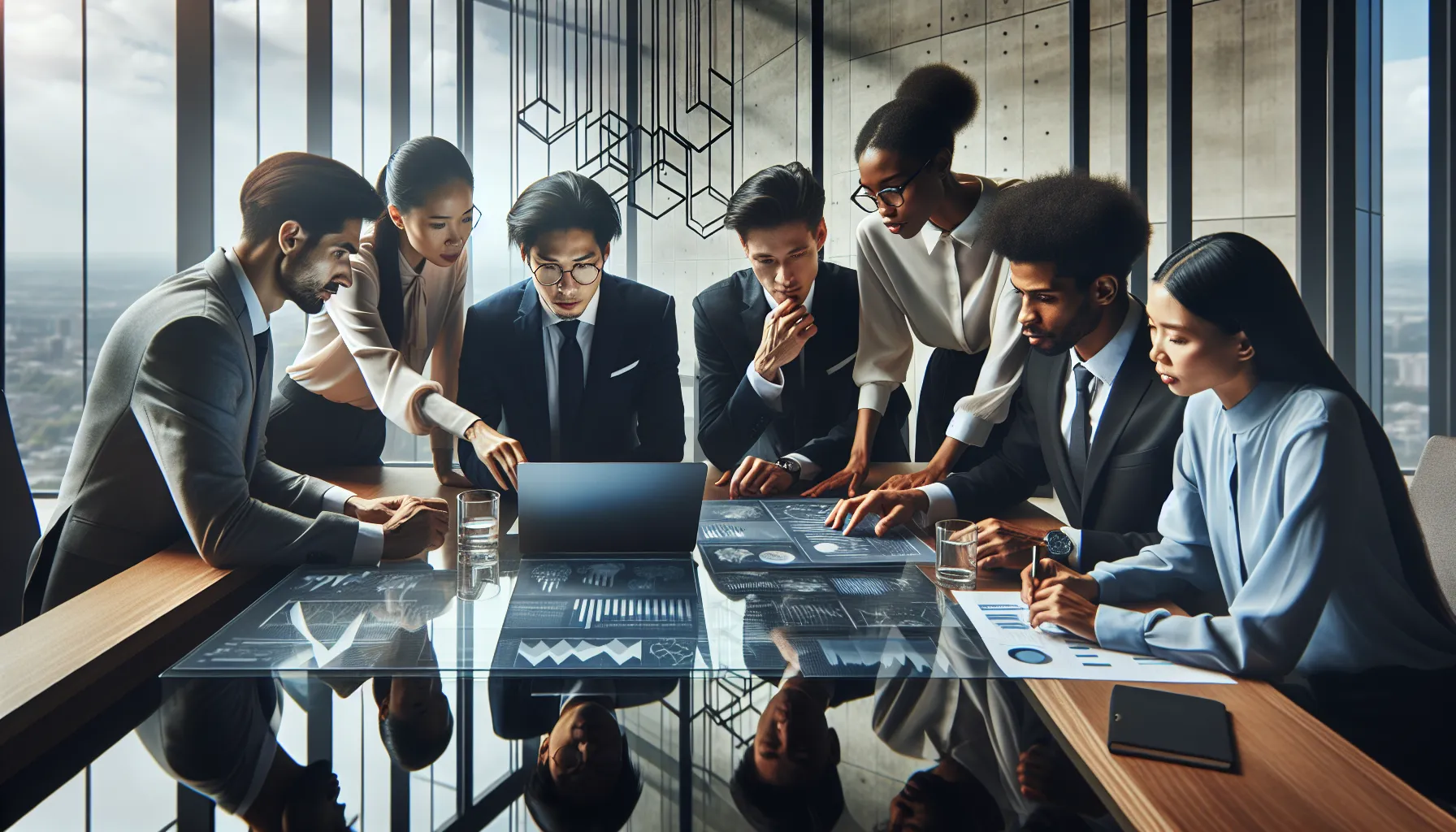 diverse professionals discussing challenges in a modern office.