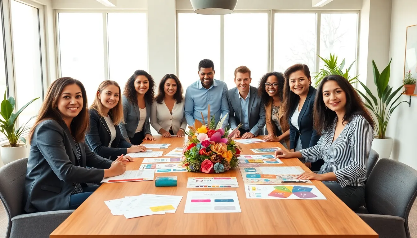 diverse team planning a budget-friendly event in a modern office.