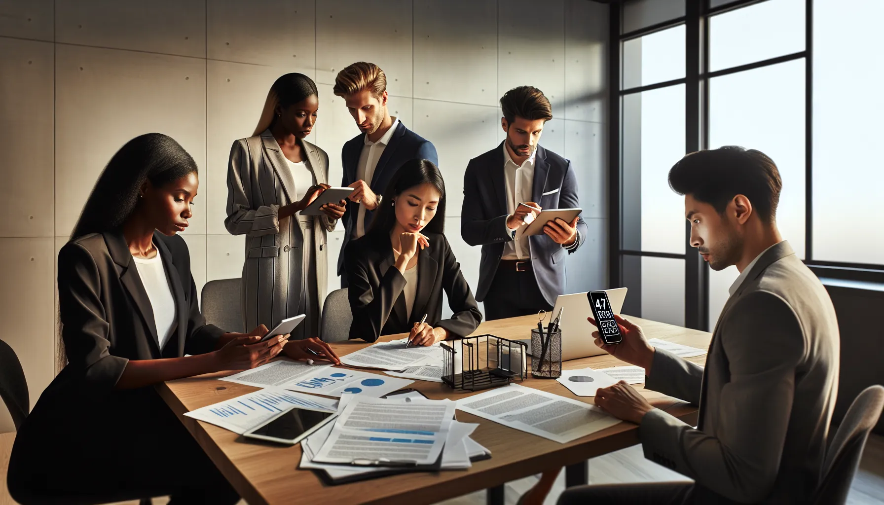 diverse team discussing strategies to report scam calls.