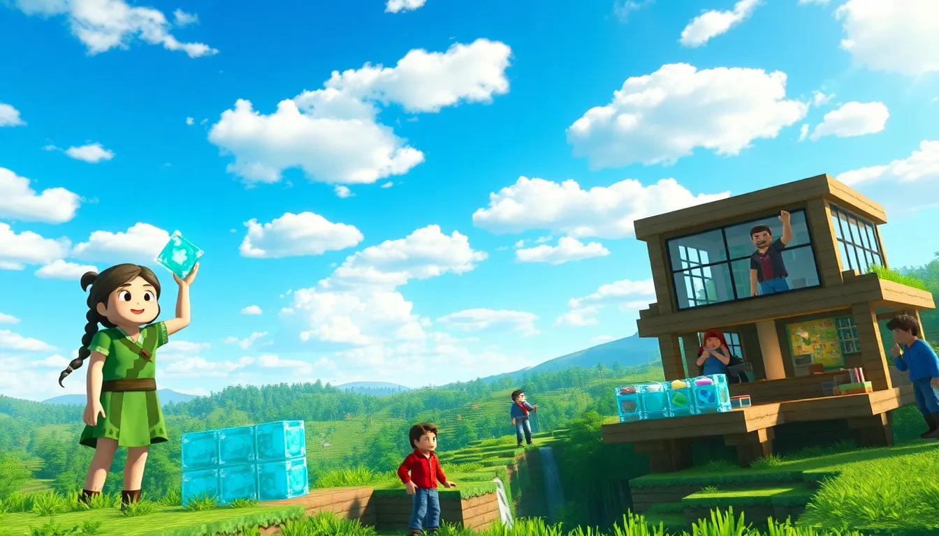 players exploring a colorful Minecraft landscape with new update features.