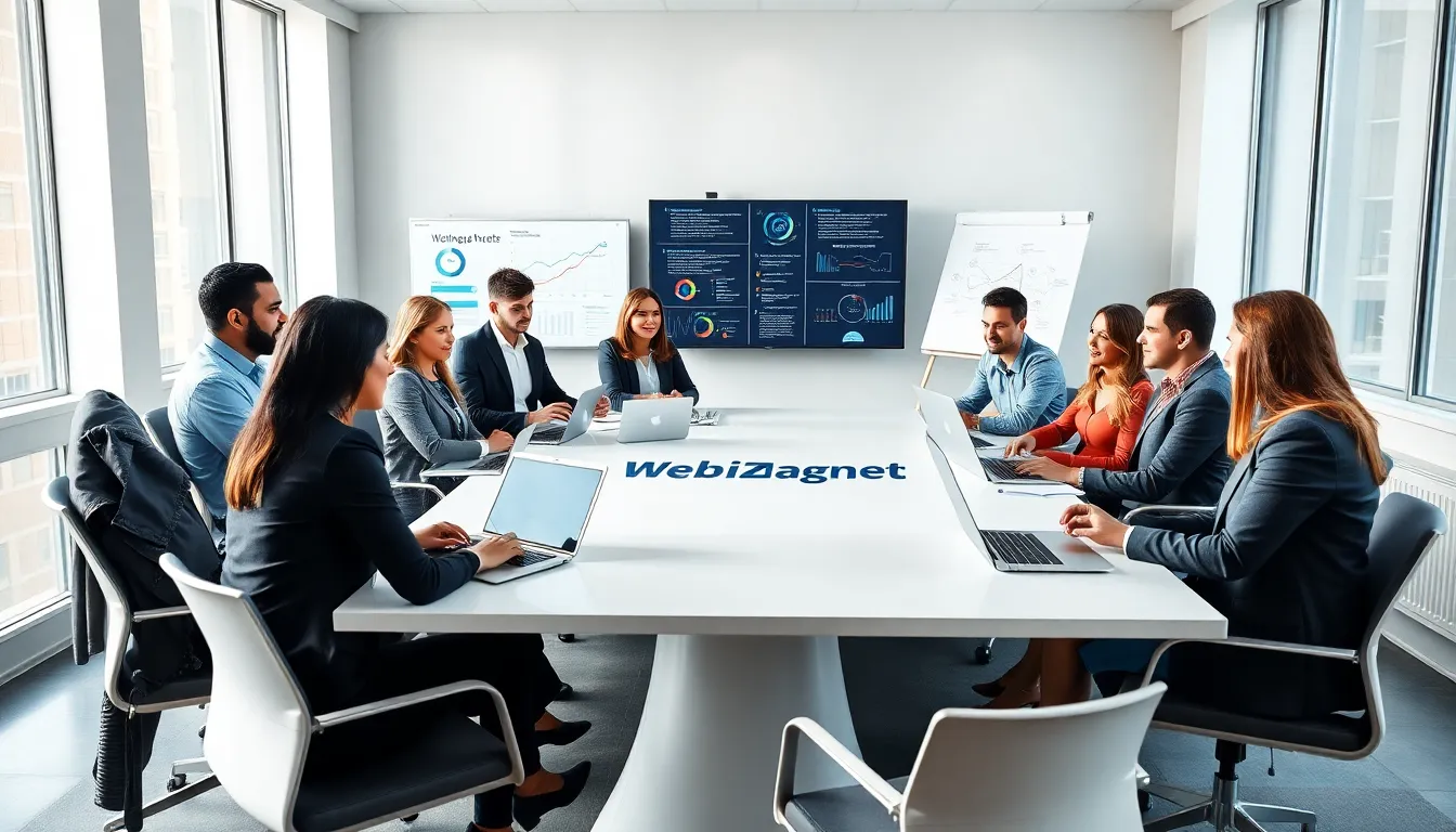 diverse professionals collaborating in a modern office setting.