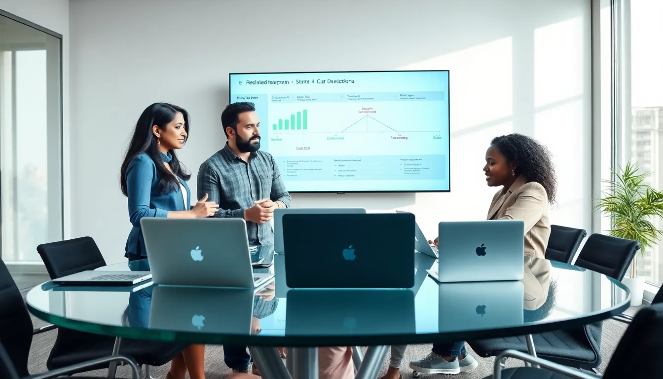 diverse software development team collaborating in a modern office.