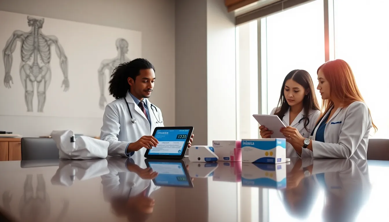 healthcare team discussing Inlarisa in a modern medical office.
