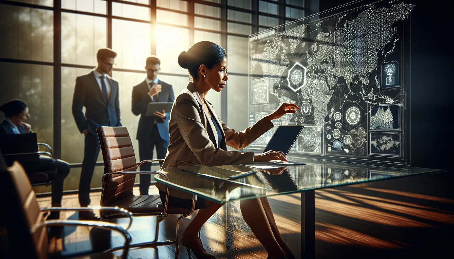 cybersecurity expert analyzing digital security in a modern office.