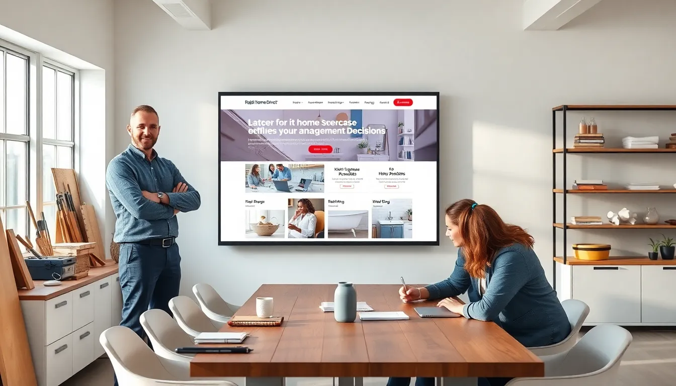 a home improvement professional discussing services with a team.