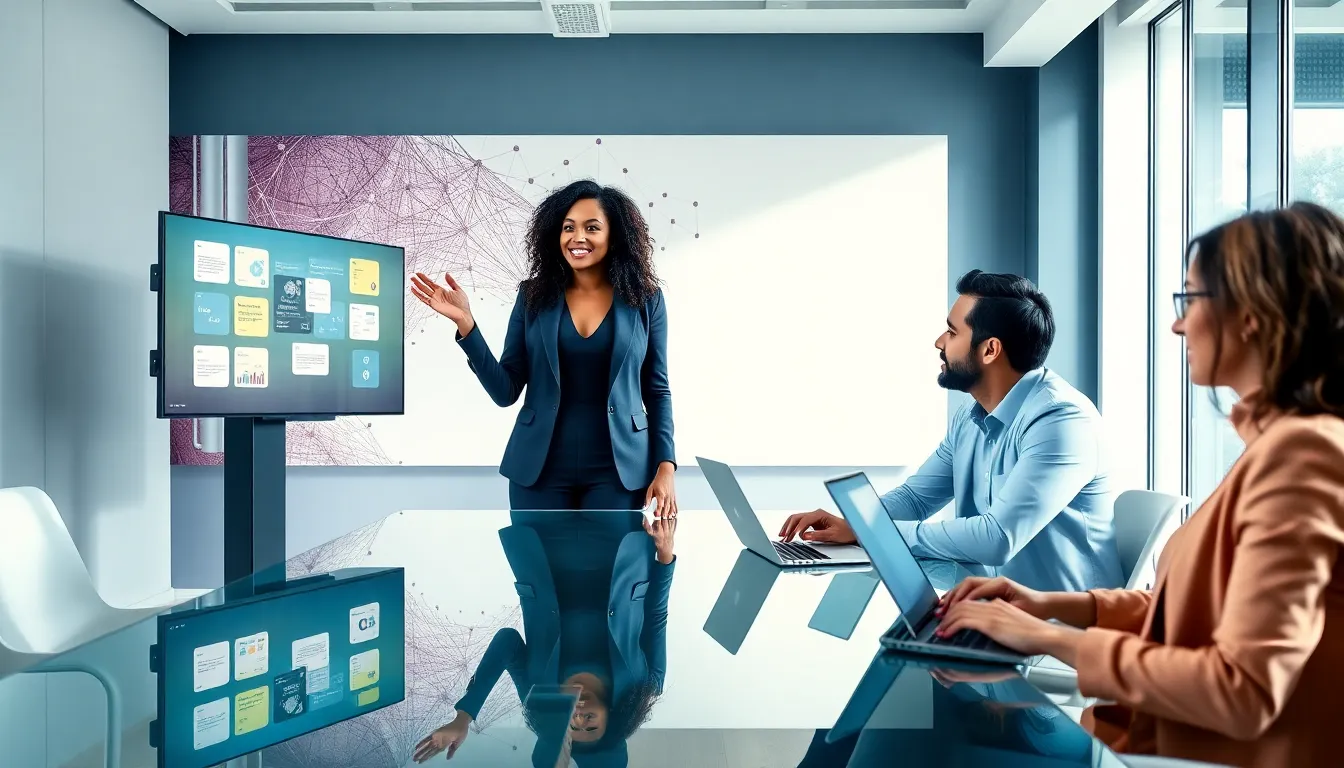 diverse team discussing strategies for captivating content in a modern office.