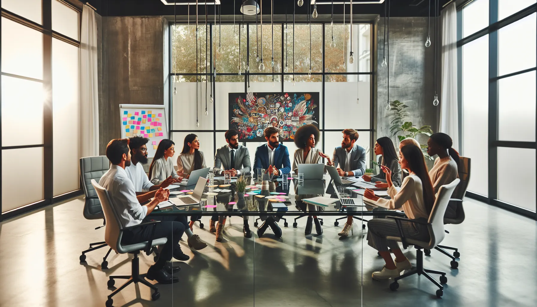 diverse team collaborating creatively in a modern office.