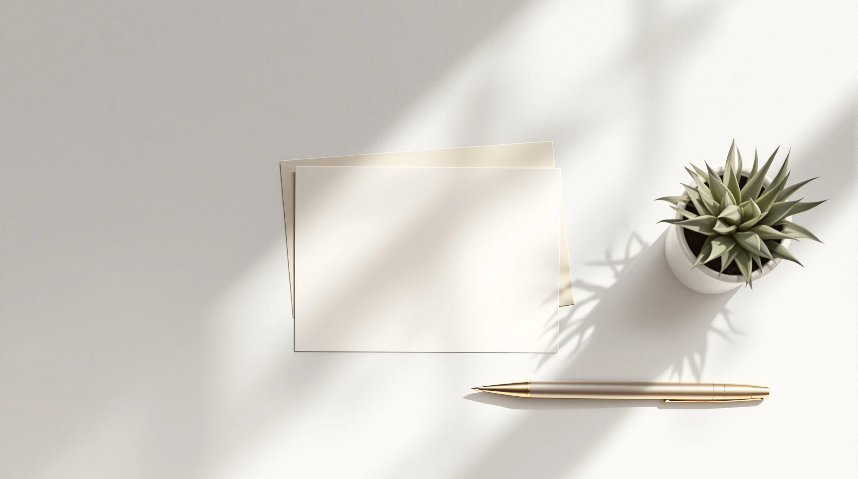 Minimal greeting card with pen on clean background for retirement message.