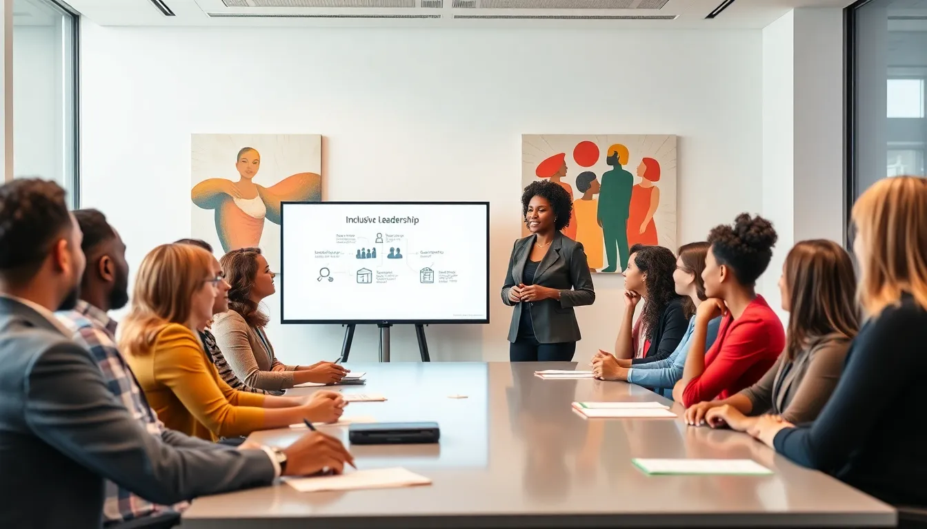 diverse team participating in inclusive leadership training.