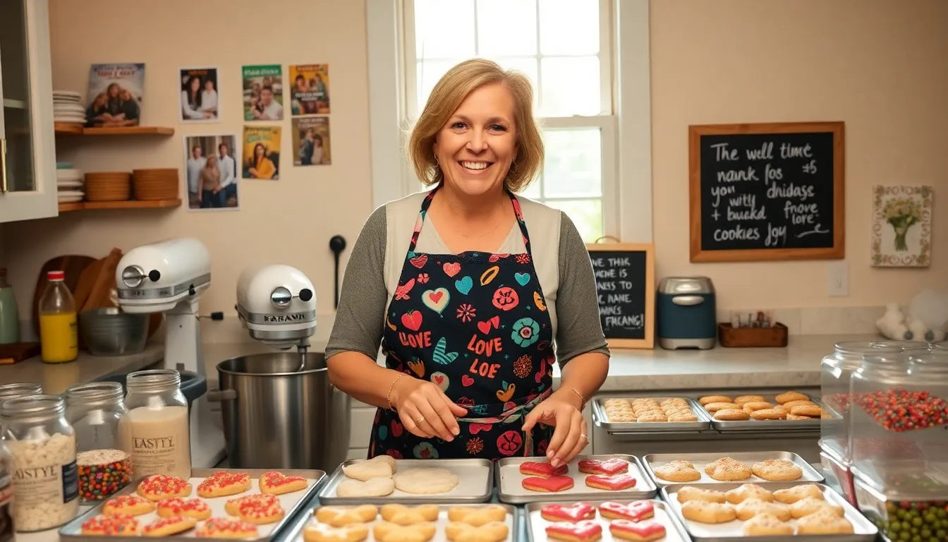 Mary Jackson decorating cookies in a cozy kitchen.