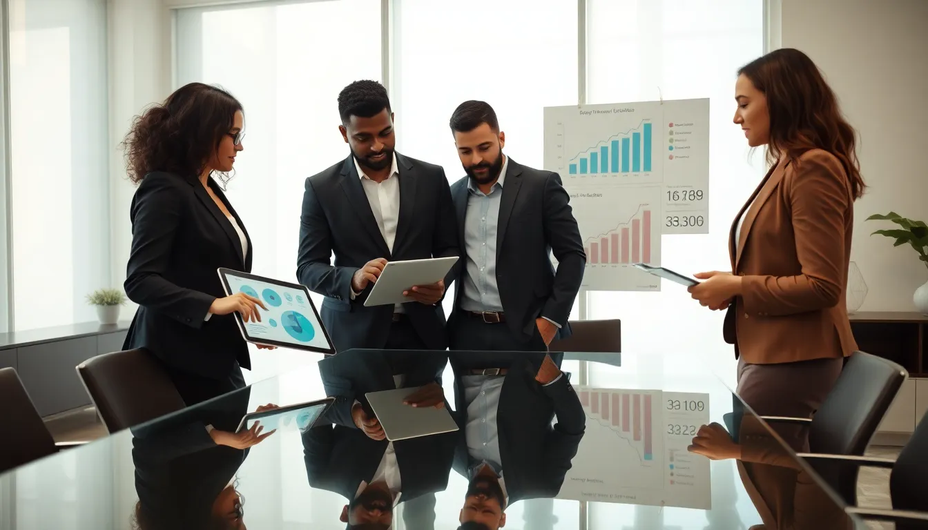diverse entrepreneurs collaborating in a modern office setting.