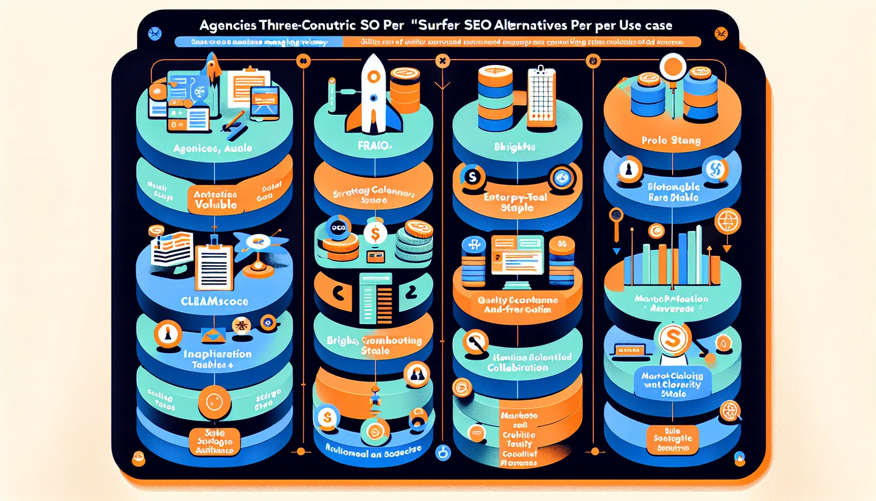 Three-column chart showing UK-focused Surfer SEO alternatives by use case.
