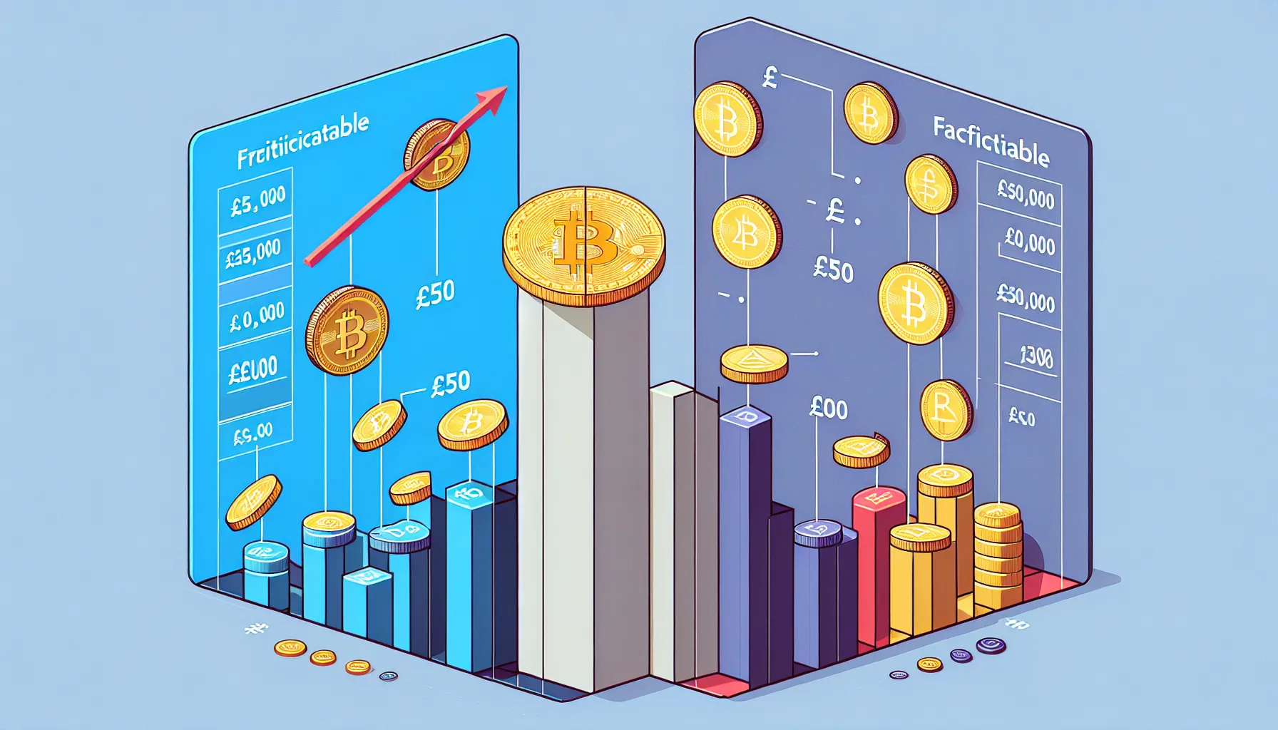 Comparison of whole Bitcoin versus affordable fractional crypto portions with £50 entry.