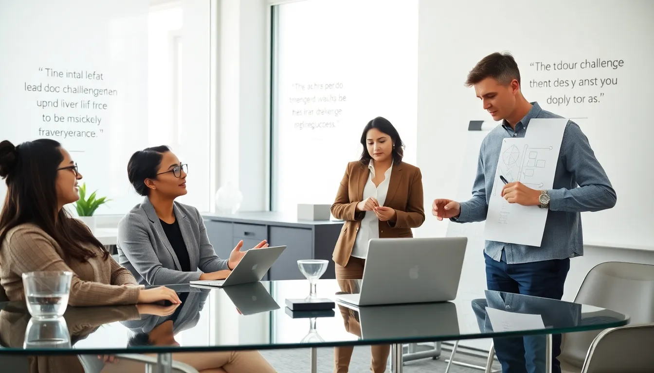diverse professionals collaborating in a bright modern office.