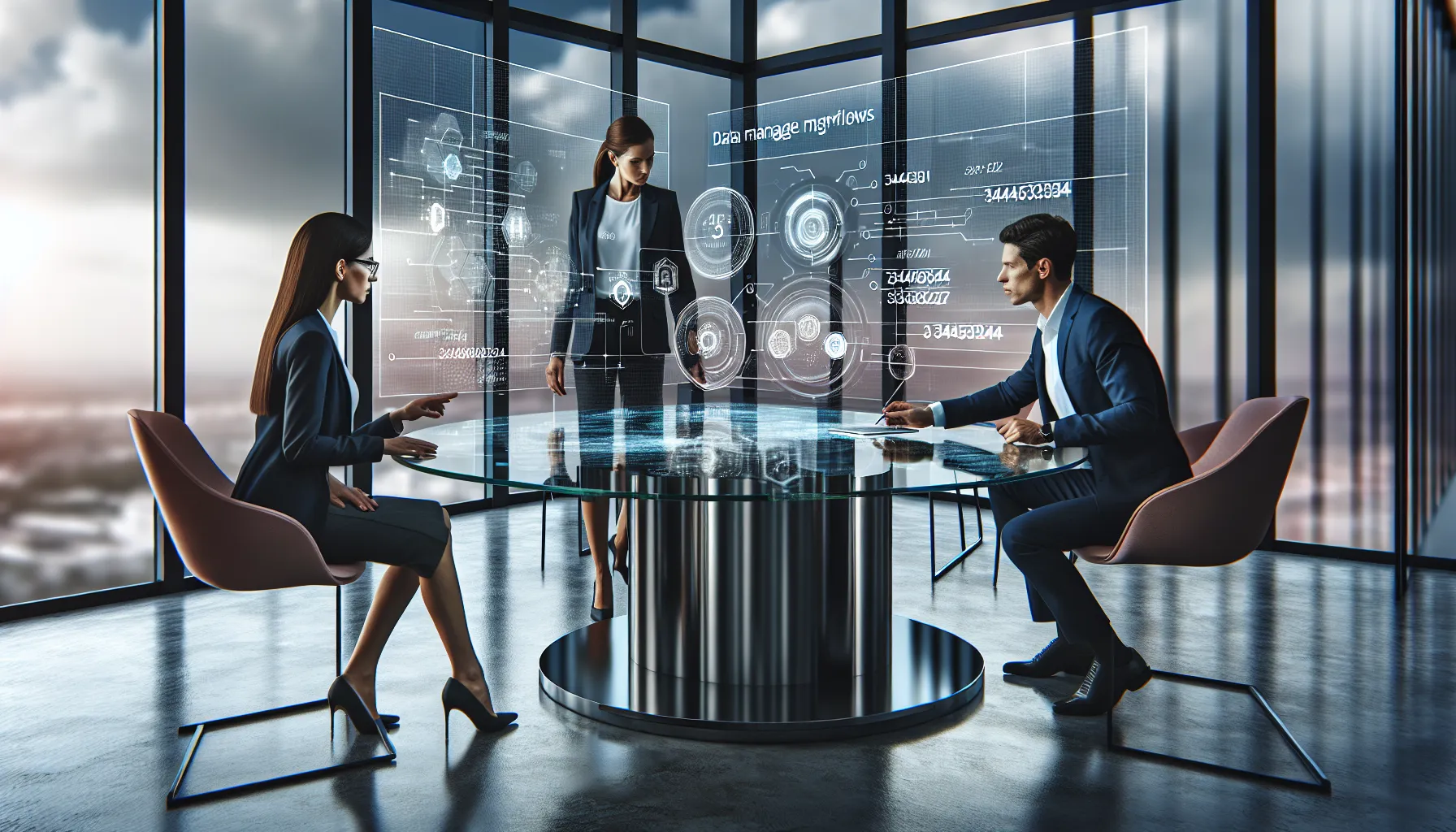 diverse team collaborating on data management in a modern office.