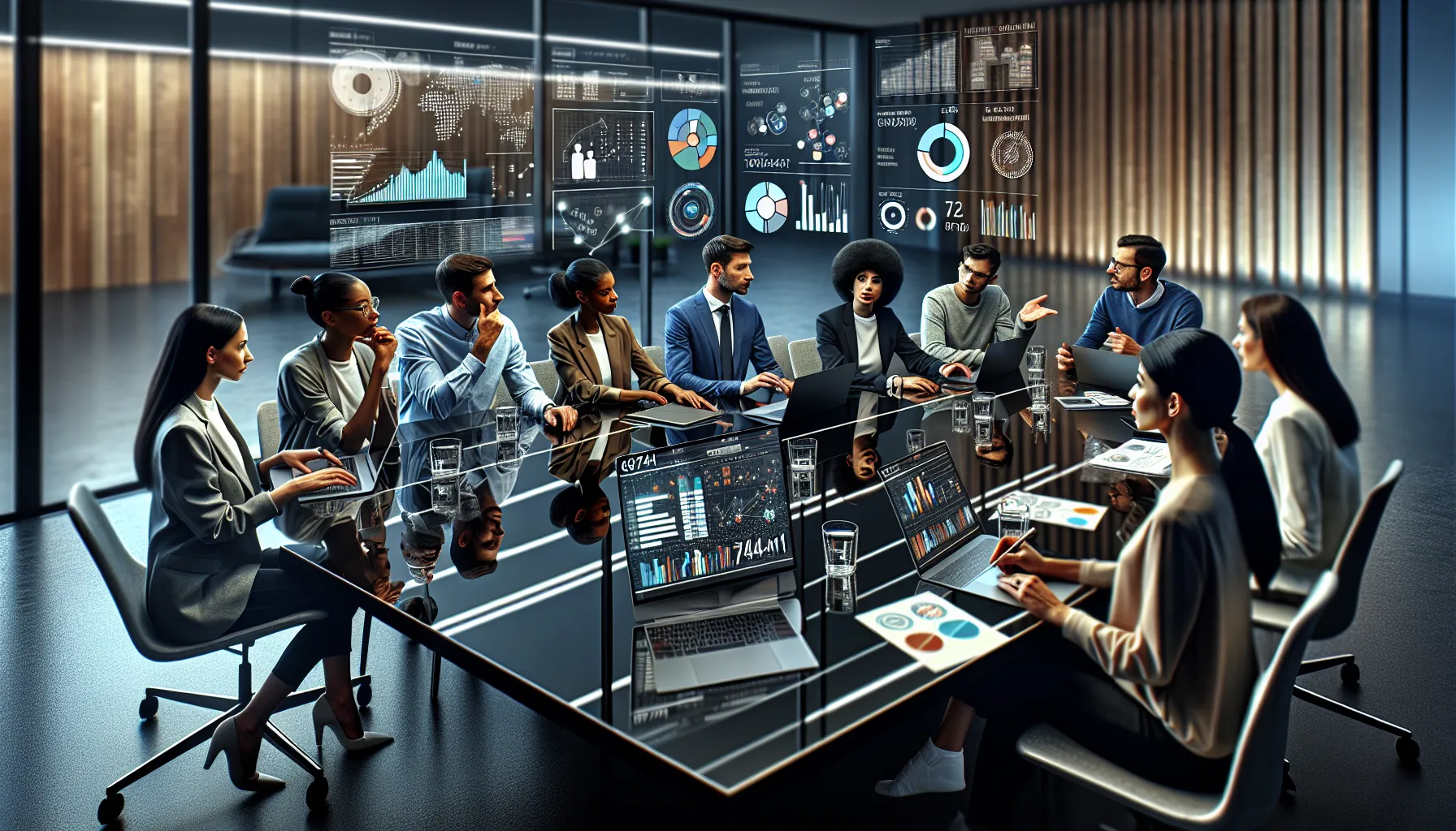 diverse team collaborating in a modern office environment.