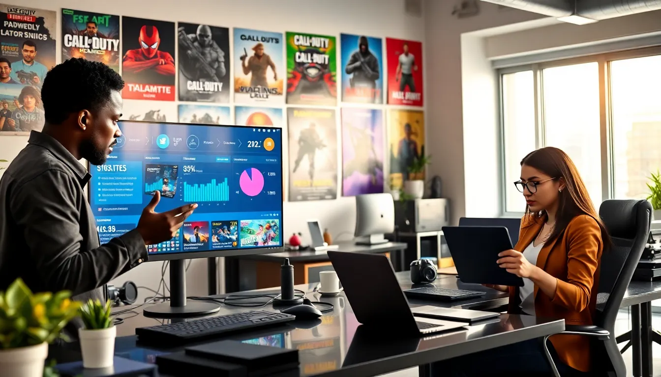 busy gaming newsroom discussing the latest gaming news.