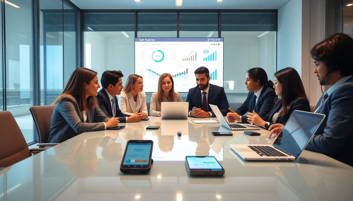 diverse professionals discussing toll-free customer service strategies in a modern office.