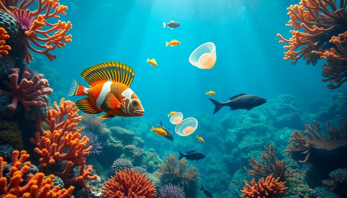 colorful marine life in the Safukip Sea coral reef.