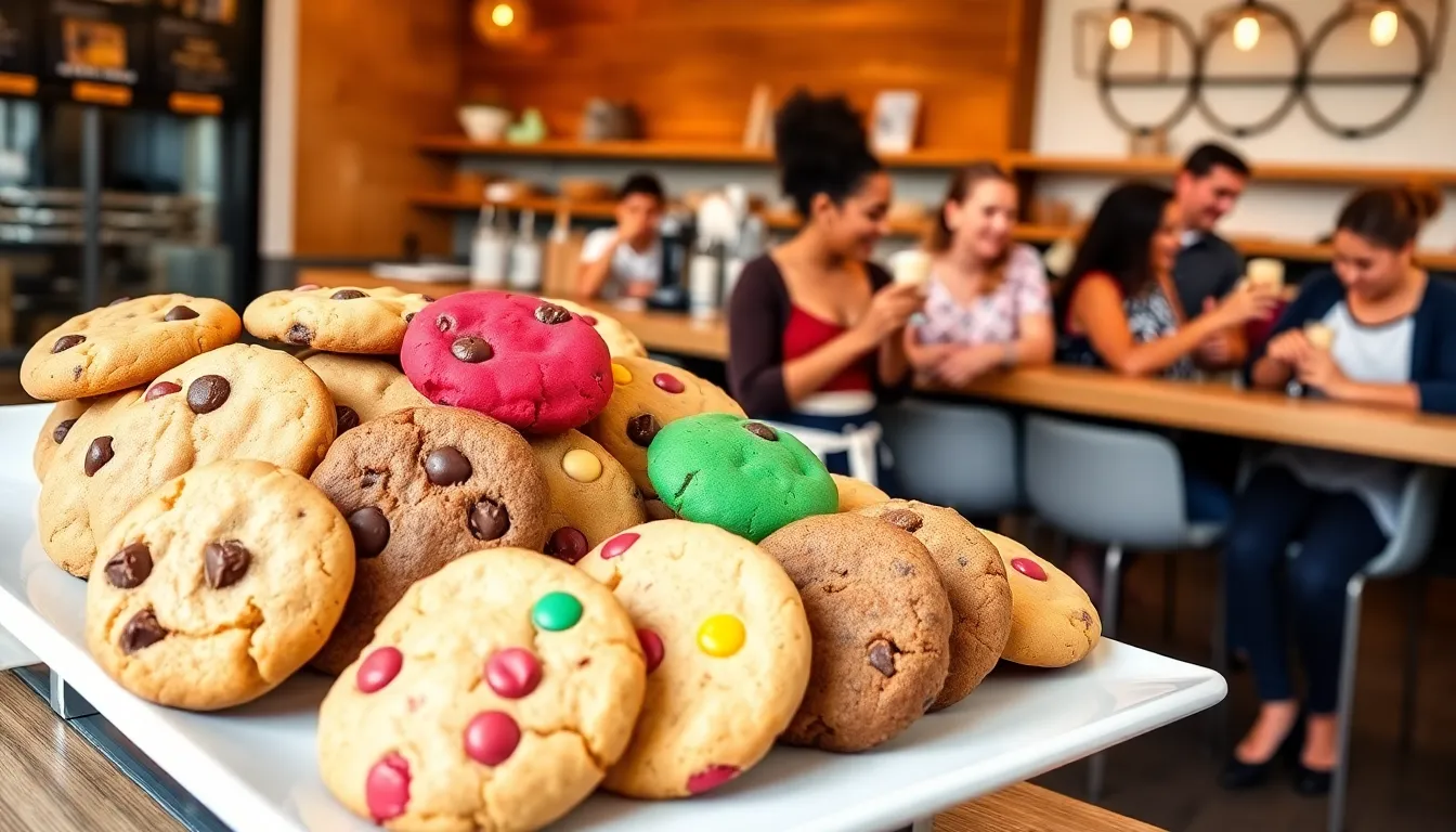 various CookiesForLove cookies displayed in a warm, inviting bakery setting.