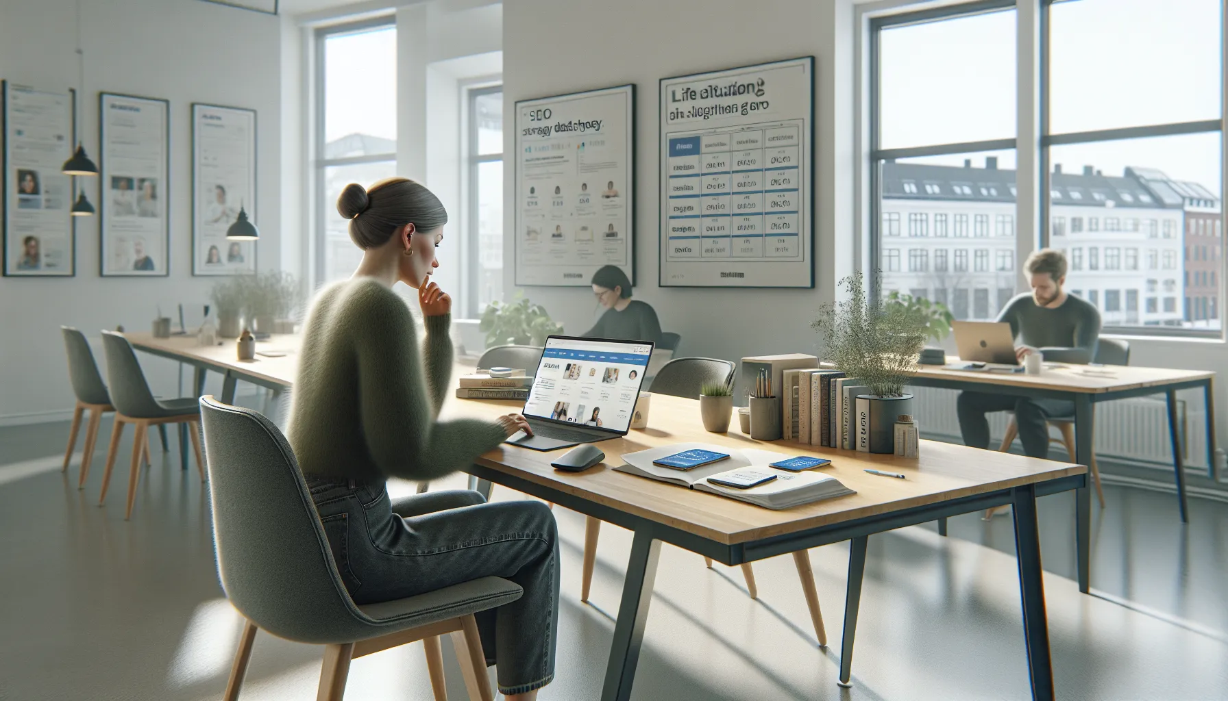 Hvordan lage en effektiv seo-strategi for helse- og velværebransjen 2 Norwegian marketer plans ethical health seo strategy with personas, gdpr notes, and laptop.