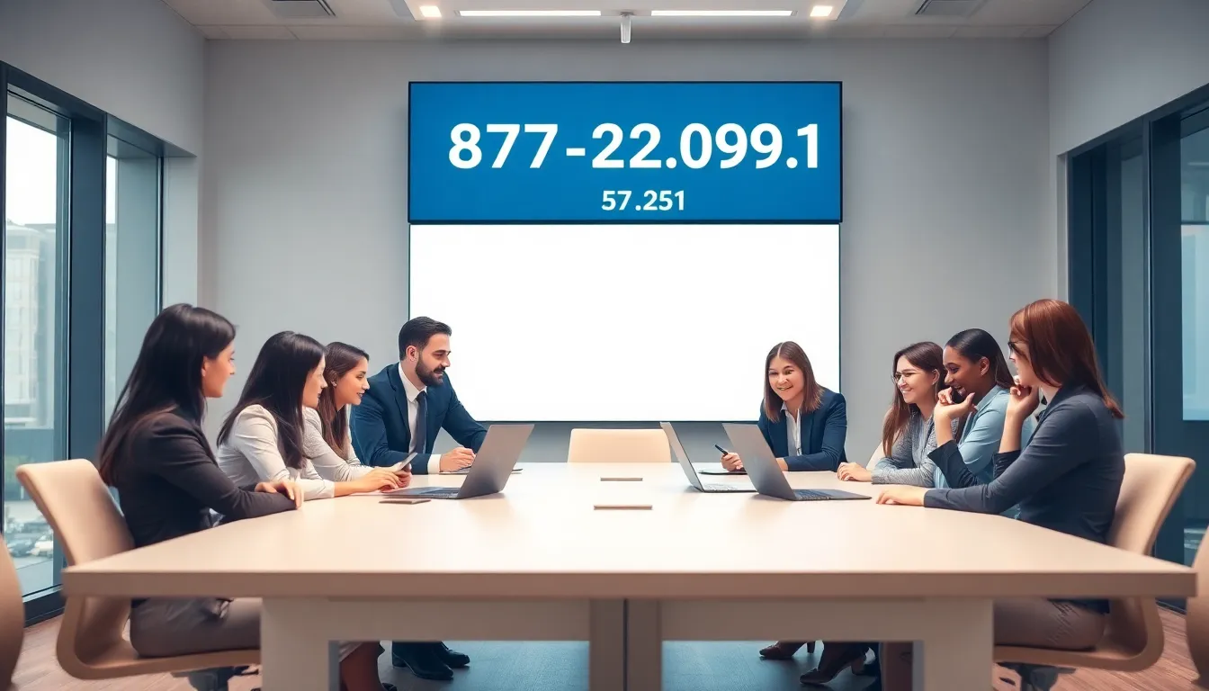 professionals discussing customer service in a modern office.