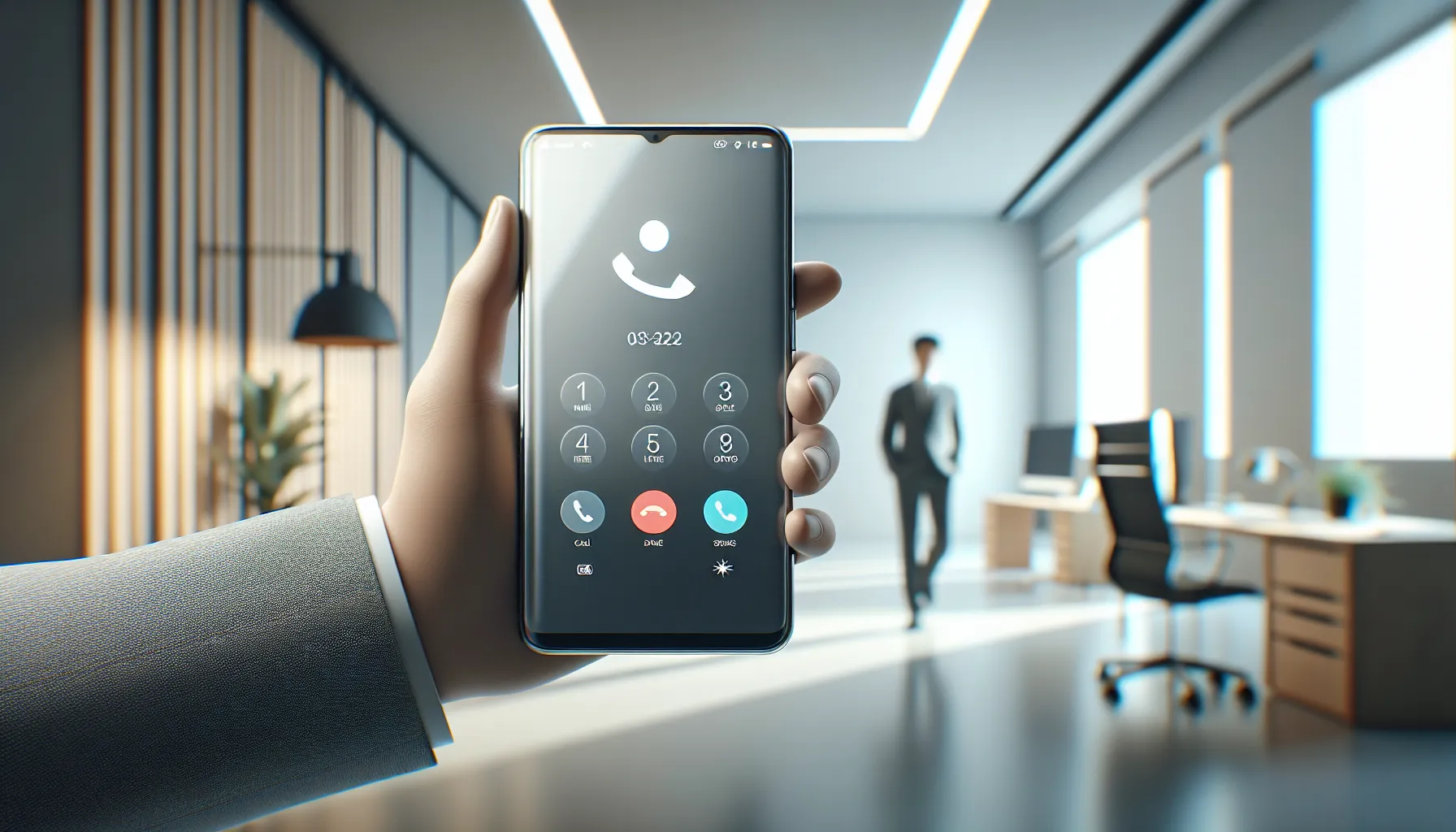 Close-up of a smartphone displaying the number 8557500747 being dialed.