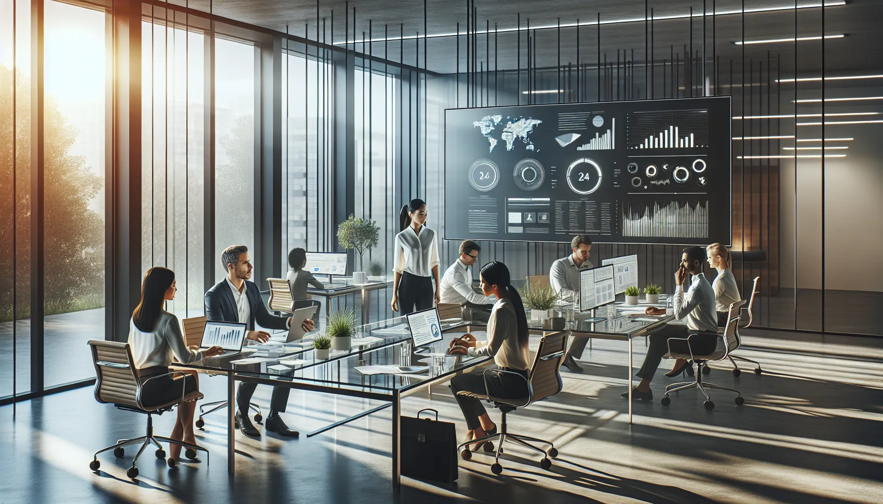 diverse team collaborating in a modern office setting.