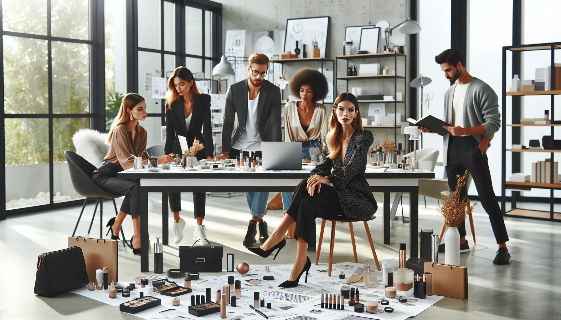 NaomiXJones1 collaborating with a diverse team in a stylish workspace.