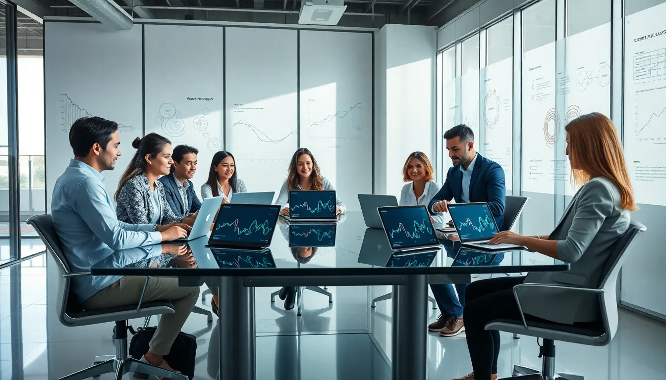 diverse team collaborating on Kirent6 in a modern office.